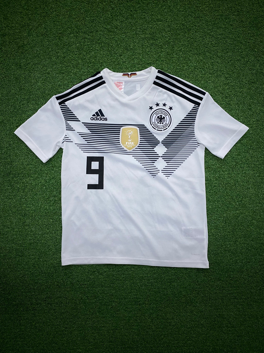 adidas DFB Deutschland Trikot Home Kinder WM 2018 164 - Fehlbeflockung : Vorne 9 hinten MÜLLER 13 Flock leicht schief